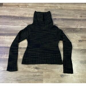 Berretti Wool Blend Sweater Sz M ? Green Black Striped Cowl Neck Made In Italy